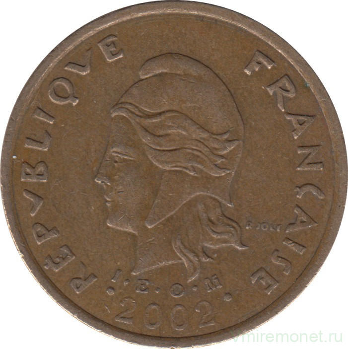 Монета. Новая Каледония. 100 франков 2002 год.