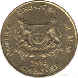 Монета. Сингапур. 5 центов 1993 год.