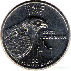 Монета. США. 25 центов 2007 год. Штат № 43 Айдахо. Монетный двор P.