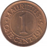 Монета. Маврикий. 1 цент 1975 год. ав.