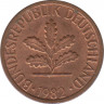 Монета. ФРГ. 1 пфенниг 1982 год. Монетный двор - Штутгарт (F). ав.