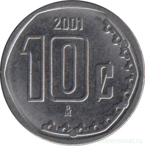 Монета. Мексика. 10 сентаво 2001 год.