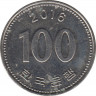 Монета. Южная Корея. 100 вон 2016 год. ав.