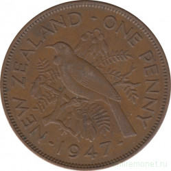 Монета. Новая Зеландия. 1 пенни 1947 год.