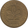  Монета. ФРГ. 10 пфеннигов 1981 год. Монетный двор - Карлсруэ (G). ав.