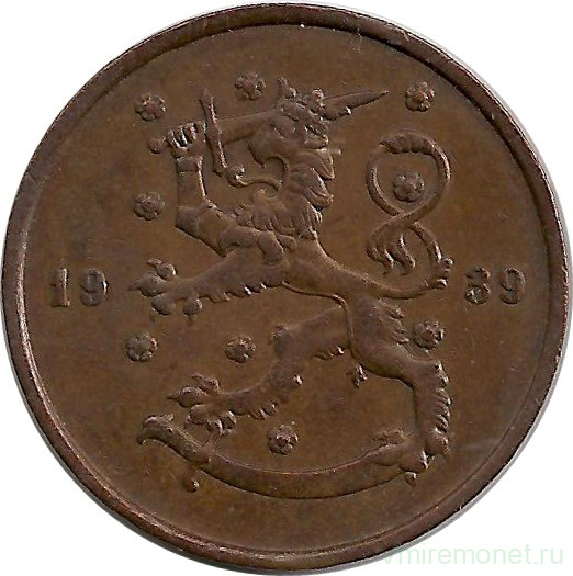 Монета. Финляндия. 10 пенни 1939 год.          