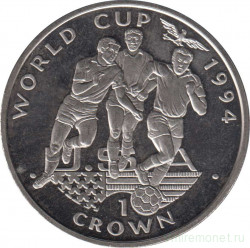 Монета. Гибралтар. 1 крона 1994 год. Чемпионат мира по футболу 1994 года в США. Три игрока.