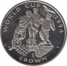 Монета. Гибралтар. 1 крона 1994 год. Чемпионат мира по футболу 1994 года в США. Три игрока. ав.