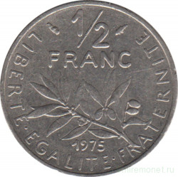 Монета. Франция. 1/2 франка 1975 год.