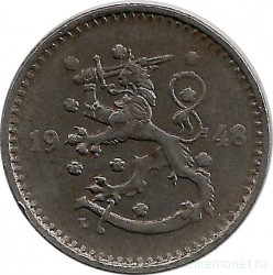 Монета. Финляндия. 1 марка 1948 год. 