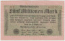 Банкнота. Германия. Веймарская республика. 5 миллионов марок 1923 год. Серийный номер - буква, цифра (мелкие), шесть цифр (красные). ав.