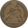 Монета. Франция. 1 франк 1924 год. Аверс - закрытая 4. ав.