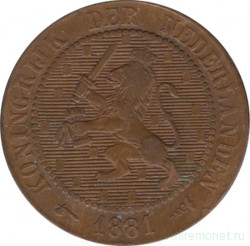 Монета. Нидерланды. 2.5 цента 1881 год.