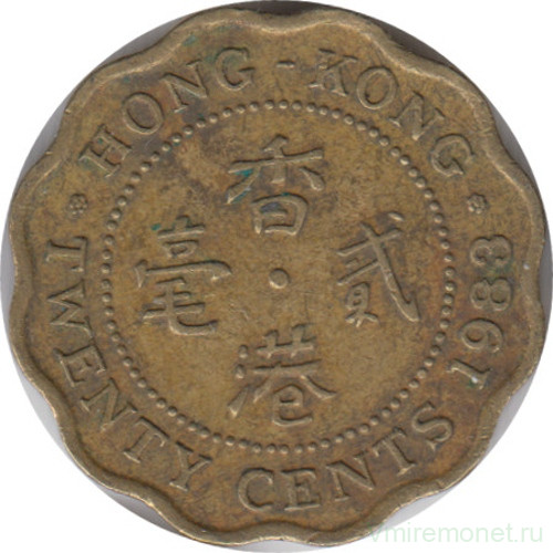 Монета. Гонконг. 20 центов 1983 год.