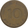 Монета. ФРГ. 10 пфеннигов 1972 год. Монетный двор - Гамбург (J). рев.