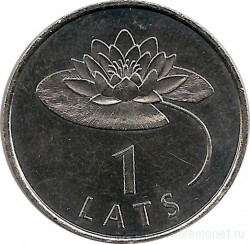 Монета. Латвия. 1 лат 2008 год. Водяная лилия.