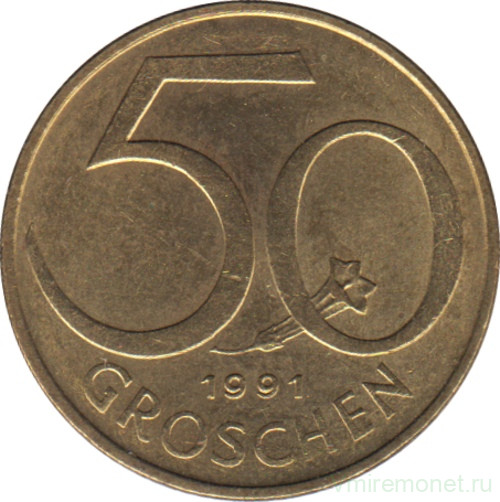 Монета. Австрия. 50 грошей 1991 год.