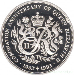 Монета. Великобритания. Гернси. 2 фунта 1993 год. 40 лет коронации Елизаветы II.
