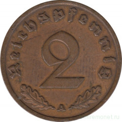 Монета. Германия. Третий Рейх. 2 рейхспфеннига 1937 год. Монетный двор - Берлин (А).