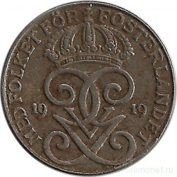 Монета. Швеция. 2 эре 1919 год (железо).