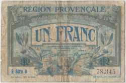 Банкнота. Региональные деньги. Франция. Прованс. 1 франк 1922 год.