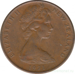 Монета. Новая Зеландия. 2 цента 1971 год.