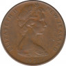 Монета. Новая Зеландия. 2 цента 1971 год. ав.
