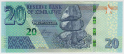 Банкнота. Зимбабве. 20 долларов 2020 год.