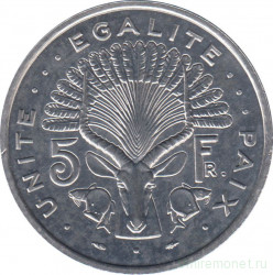 Монета. Джибути. 5 франков 1991 год.