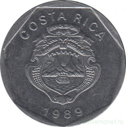 Монета. Коста-Рика. 5 колонов 1989 год.