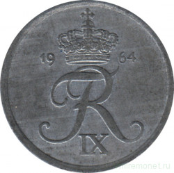 Монета. Дания. 2 эре 1964 год.