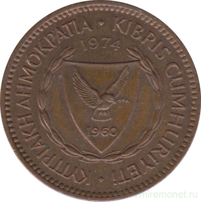 Монета. Кипр. 5 милей 1974 год.