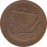 Монета. Кипр. 5 милей 1974 год. рев.