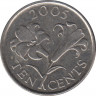 Монета. Бермудские острова. 10 центов 2005 год. ав.