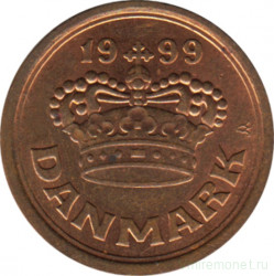 Монета. Дания. 25 эре 1999 год.