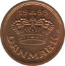  Монета. Дания. 25 эре 1999 год. ав.