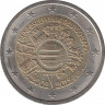 Монета. Германия. 2 евро 2012 год. 10 лет наличного обращения евро. (J). ав.
