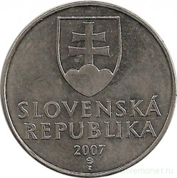 Монета. Словакия. 2 кроны 2007 год.