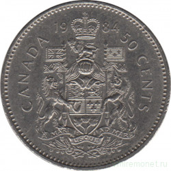 Монета. Канада. 50 центов 1984 год.