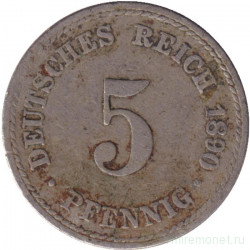 Монета. Германская империя. 5 пфеннигов 1890 год. (A).