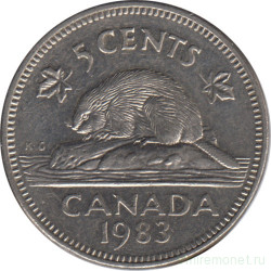 Монета. Канада. 5 центов 1983 год.