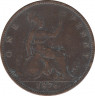 Монета. Великобритания. 1 пенни 1876 год. (H). ав.