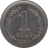 Монета. Аргентина. 1 песо 1957 год. ав.