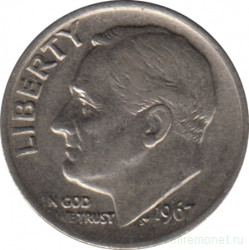 Монета. США. 10 центов 1967 год.