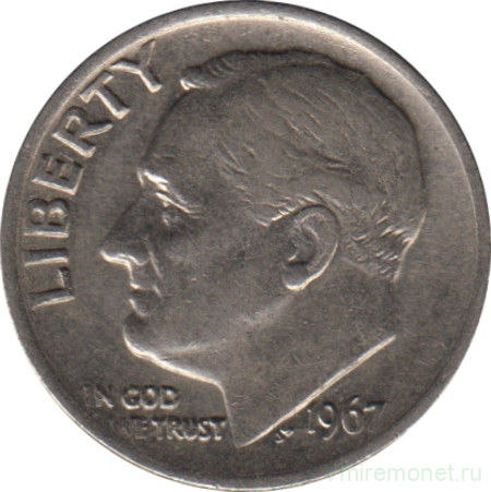 Монета. США. 10 центов 1967 год.