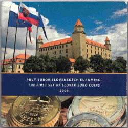 Монеты. Словакия. Набор евро в буклете 2009 год. С жетоном. 