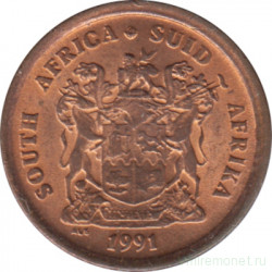Монета. Южно-Африканская республика (ЮАР). 1 цент 1991 год.
