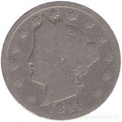 Монета. США. 5 центов 1891 год. 