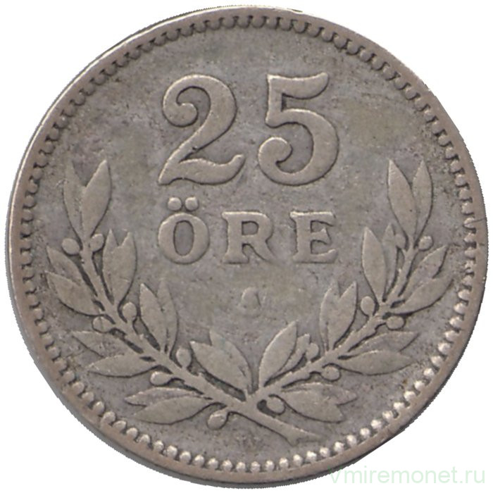 Монета. Швеция. 25 эре 1918 год.