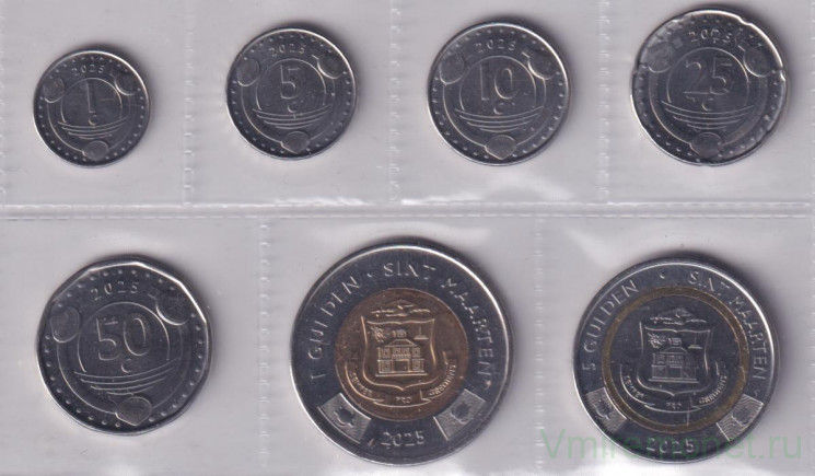 Монета. Синт-Мартен. Годовой набор 2025 год. Первый год чеканки.
